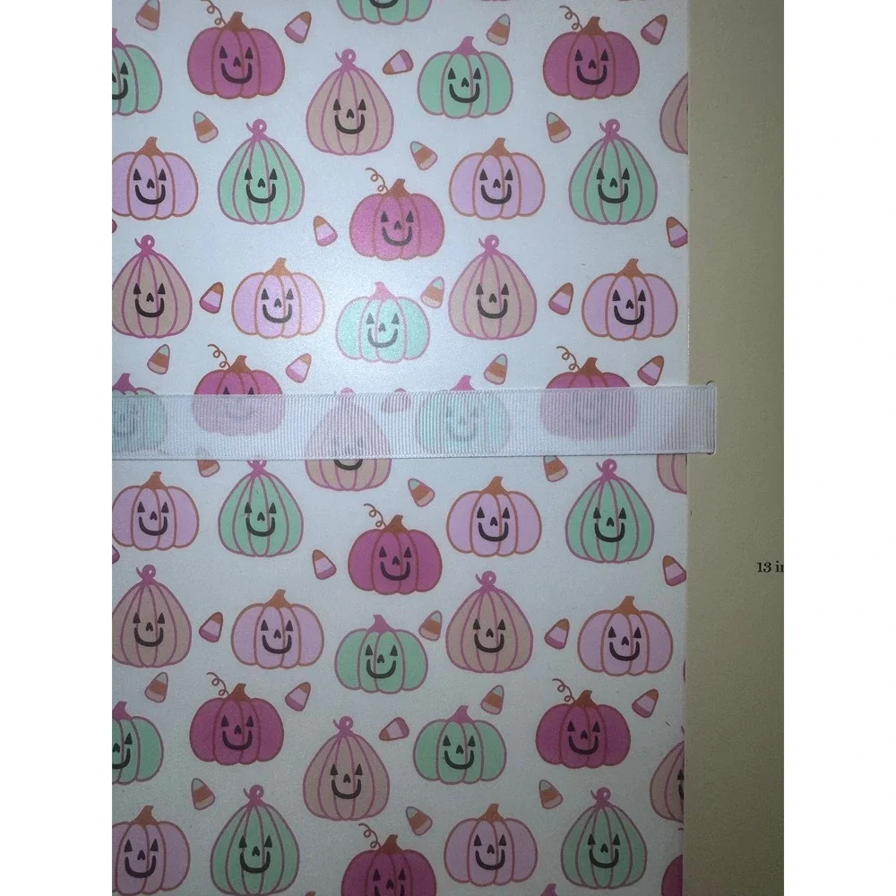 Martha Stewart Halloween Pastel Pumpkin Placemats Set of 6 Pink Green 13x18 NEW